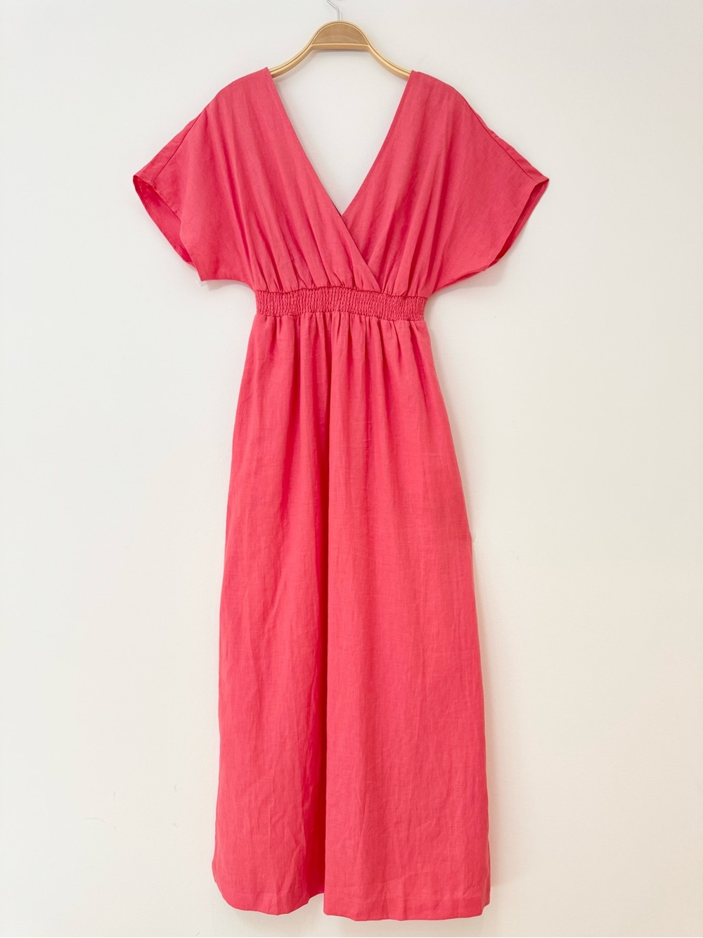 NWT Boden Coral Pink Linen Kaftan Maxi Dress in Coral Sunset, Size 6 - Picture 10 of 16